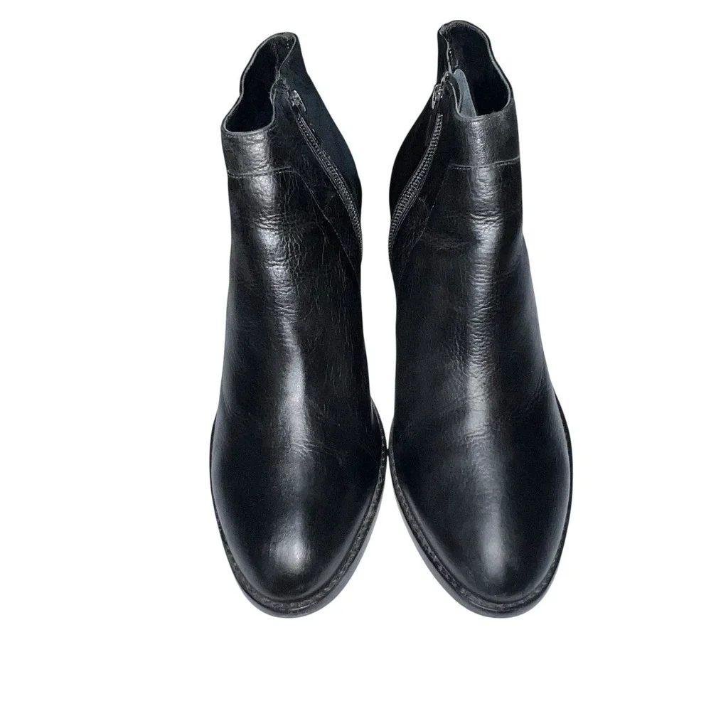 Loeffler Randall Ella Black Leather Chunky Heel Block Ankle Boots Women Size 11B